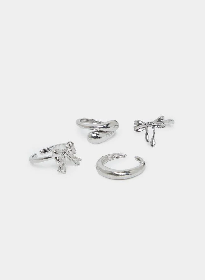Styli  Set of 8 - Silver Tone Rings for Women | Best Price UAE