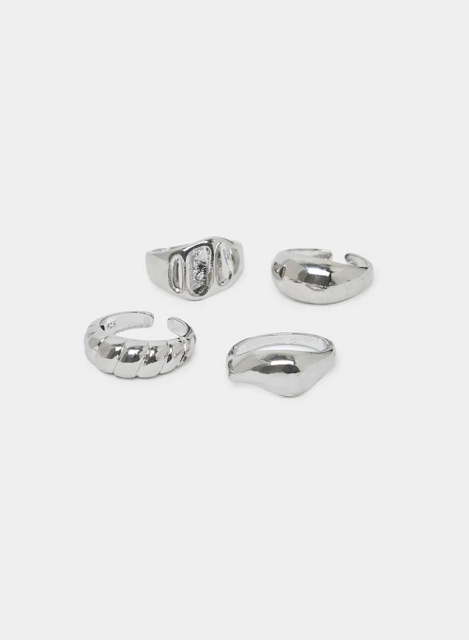 Styli  Set of 8 - Silver Tone Rings for Women | Best Price UAE
