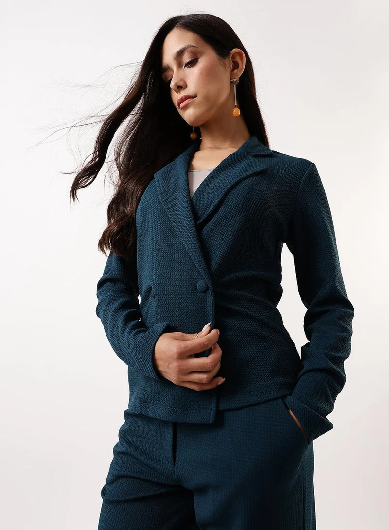 دينيس لينغو طقم نسائي بلون تركواز بوليستر % سادة بفتحة علوية كاملة كاجوال بقصة منتظمة