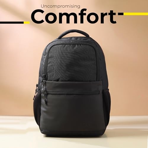 GadgetBite Veltro Laptop Bag 25 Ltrs Large 4 Compartment Laptop Backpack Travelling Bag for Men and Women College Travel Bag Durable Leather Office Bag with Trolley Sleeve & Bottle Pockets - Black - Image 2