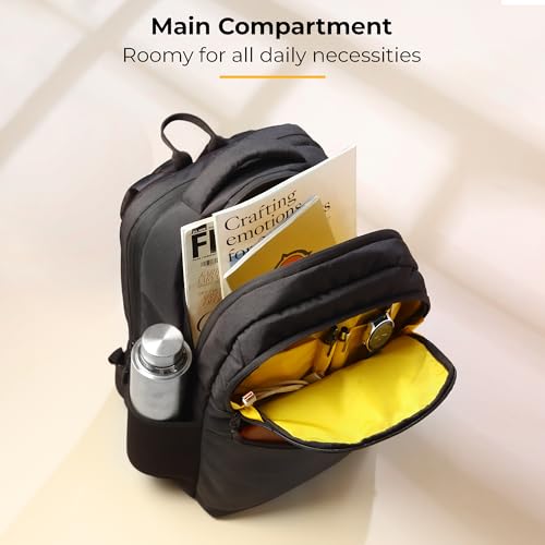 GadgetBite Veltro Laptop Bag 25 Ltrs Large 4 Compartment Laptop Backpack Travelling Bag for Men and Women College Travel Bag Durable Leather Office Bag with Trolley Sleeve & Bottle Pockets - Black - Image 5