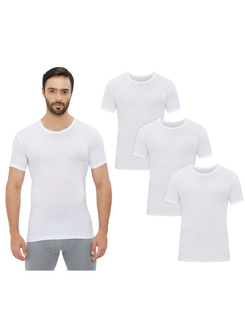 BYC MEN'S AEROCOOL ROUND NECK UNDERSHIRT (PACK OF 3) - WHITE