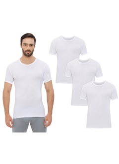 BYC MEN'S AEROCOOL ROUND NECK UNDERSHIRT (PACK OF 3) - WHITE  - Image 1