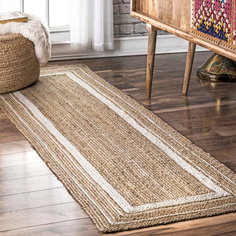 سجادة جوت مضفرة ركي من nuLOOM 2 6 x 10 بيضاء فاتحة