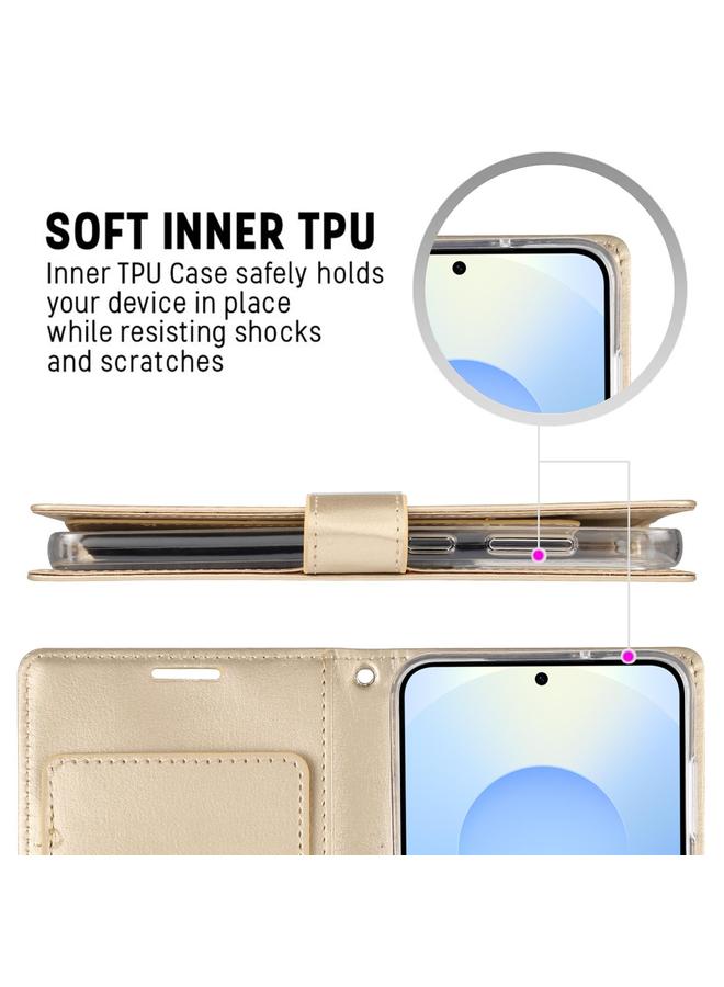 GOOSPERY Case For Samsung Galaxy S25+ 5G RICH DIARY Crazy Horse Texture Leather Phone Case - Image 4