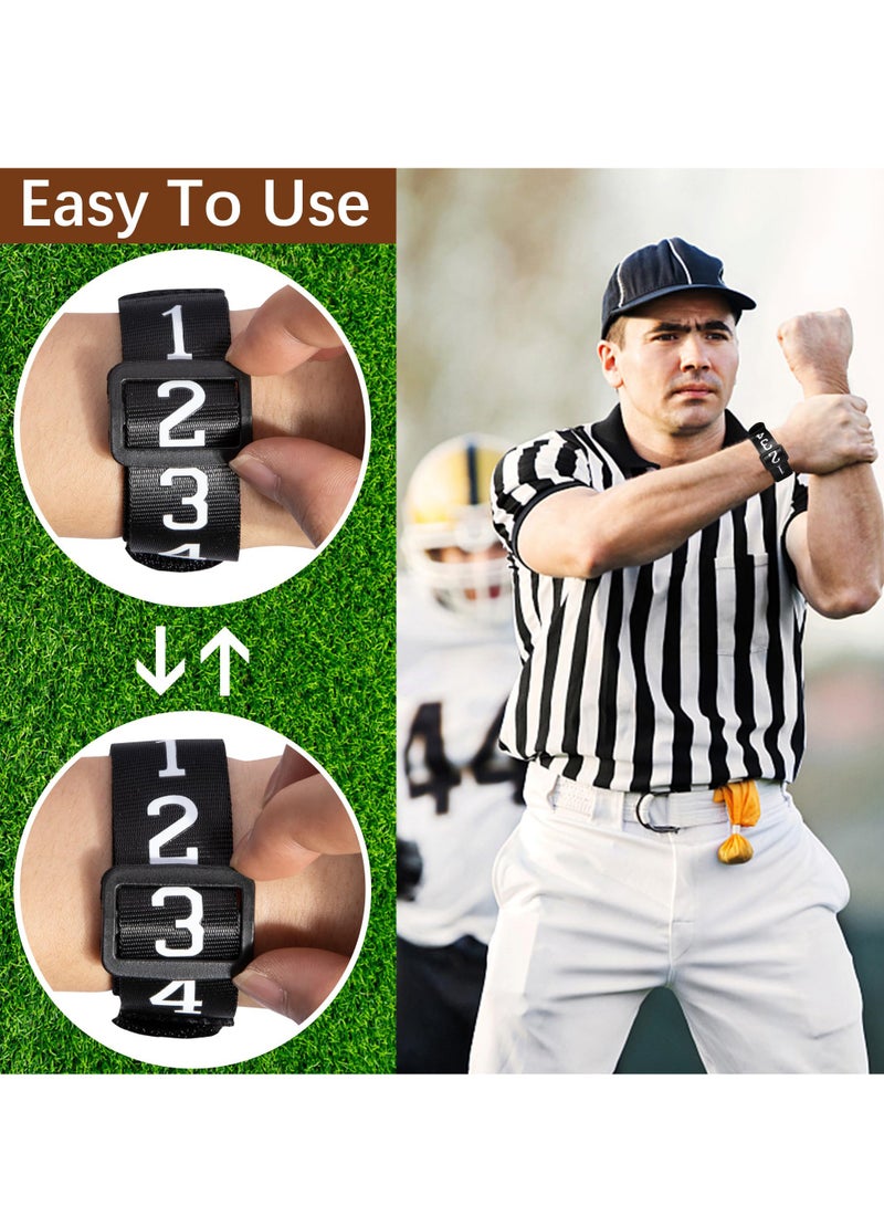 Excefore معدات حكام كرة القدم، علامات ساحة كرة القدم، مؤشر معصم مرقم لكرة القدم من النايلون - حكام كرة القدم المحترفين، لحكام الخطوط الرئيسيين، عبوة من 5 قطع باللون الأسود - Image 3