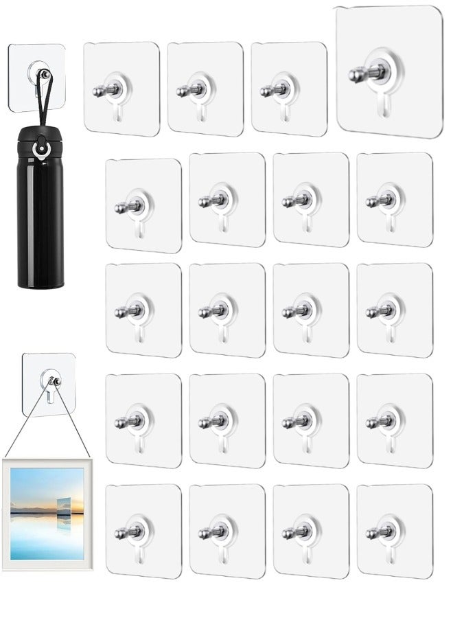 20Pcs Adhesive Hooks Heavy Duty, Wall-Mounted Screw Hook Punch-Free Seamless Screw Waterproof Wall Hook Heavy Duty Sticky Hooks for Kitchen Bathroom Home Office  - Image 1