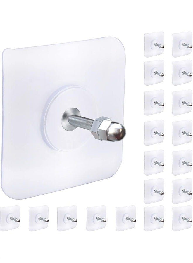 20Pcs Adhesive Hooks Heavy Duty, Wall-Mounted Screw Hook Punch-Free Seamless Screw Waterproof Wall Hook Heavy Duty Sticky Hooks for Kitchen Bathroom Home Office