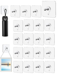 20Pcs Adhesive Hooks Heavy Duty, Wall-Mounted Screw Hook Punch-Free Seamless Screw Waterproof Wall Hook Heavy Duty Sticky Hooks for Kitchen Bathroom Home Office