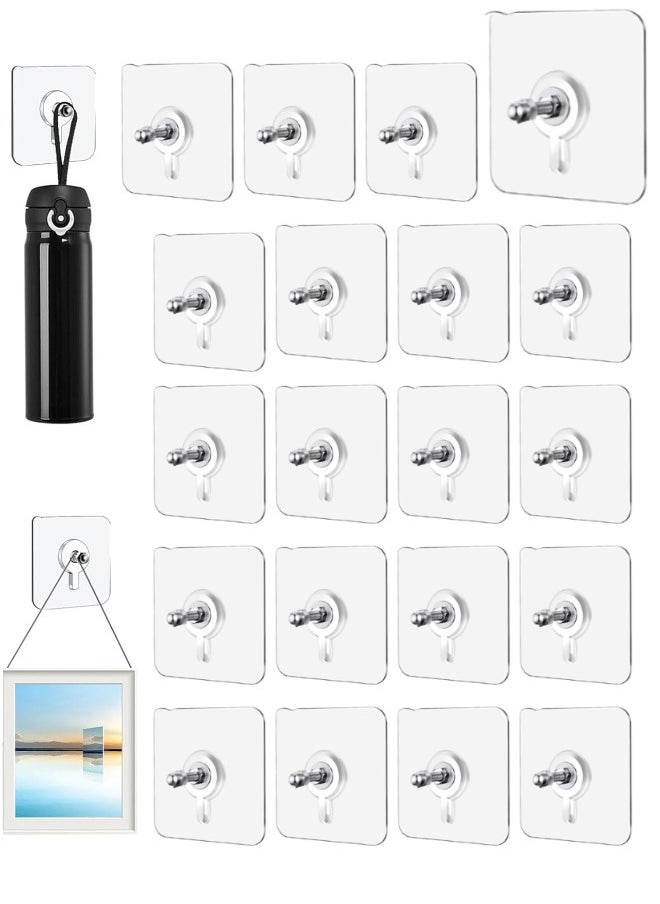 Generic - 20Pcs Adhesive Hooks Heavy Duty, Wall-Mounted Screw Hook Punch-Free Seamless Screw Waterproof Wall Hook Heavy Duty Sticky Hooks for Kitchen Bathroom Home Office - Image 1