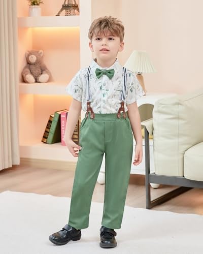 SANMIO Toddler Baby Boy Clothes Suit Gentleman Wedding Outfits Formal Dress Shirt with Bowtie Suspender Pants 15 Years - Image 3