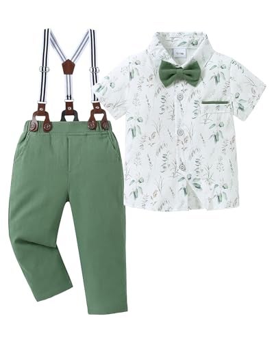 SANMIO Toddler Baby Boy Clothes Suit Gentleman Wedding Outfits Formal Dress Shirt with Bowtie Suspender Pants 15 Years - Image 1
