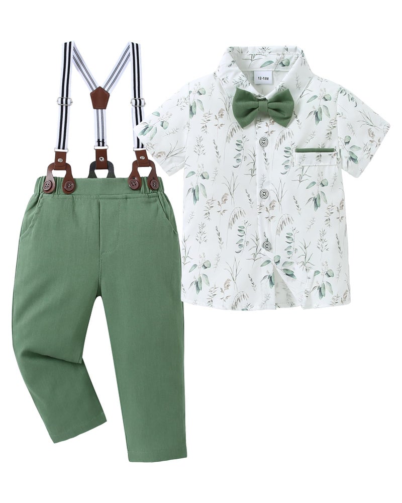 SANMIO Toddler Baby Boy Clothes Suit Gentleman Wedding Outfits Formal Dress Shirt with Bowtie Suspender Pants 15 Years - Image 2