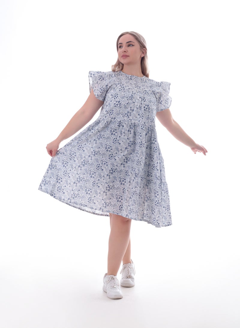 بيبو فستان حريمي مشجر قصير اكمام قصيرة - Image 1