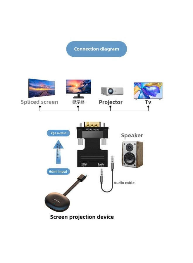 Hdmi To Vga One-way HD Video Adapter Computer To Set-top Box Projector TV Monitor-Color:Hdmi To Vga Adapter  - Image 4