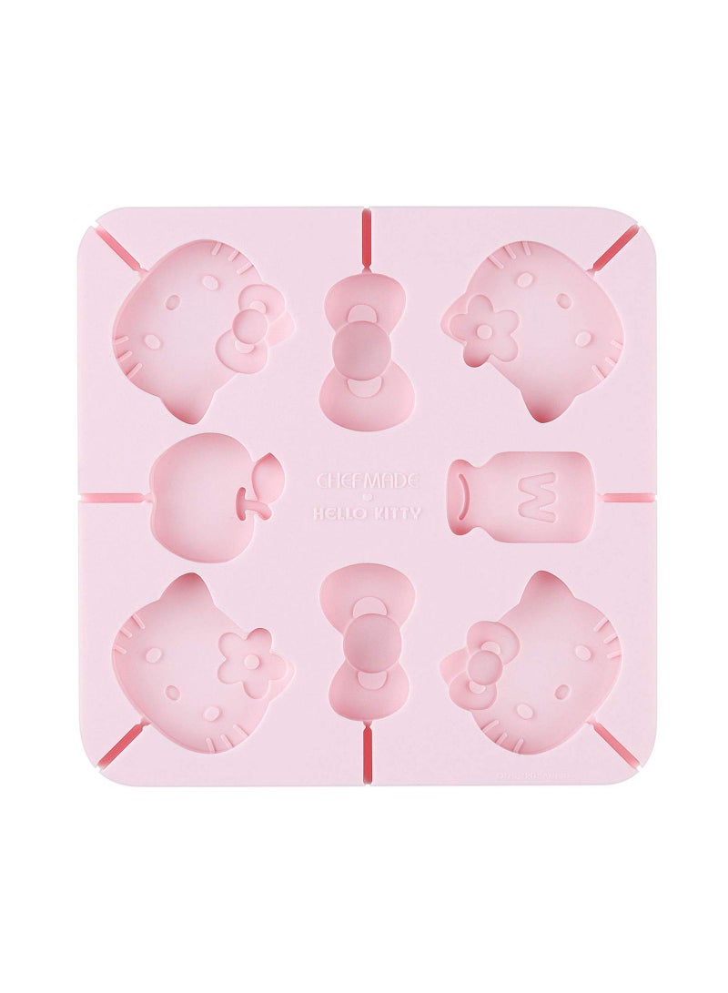 chefmade Hello Kitty Lollipop Mold 8 Cavity Non Stick Silicone Candy Chocolate and Jelly Mold With 20 Lollipop Sticks - Image 1