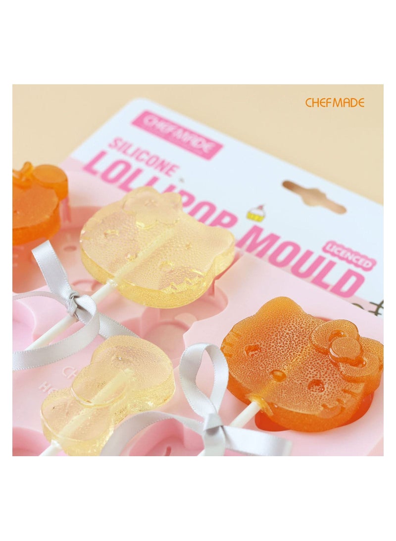 chefmade Hello Kitty Lollipop Mold 8 Cavity Non Stick Silicone Candy Chocolate and Jelly Mold With 20 Lollipop Sticks - Image 5