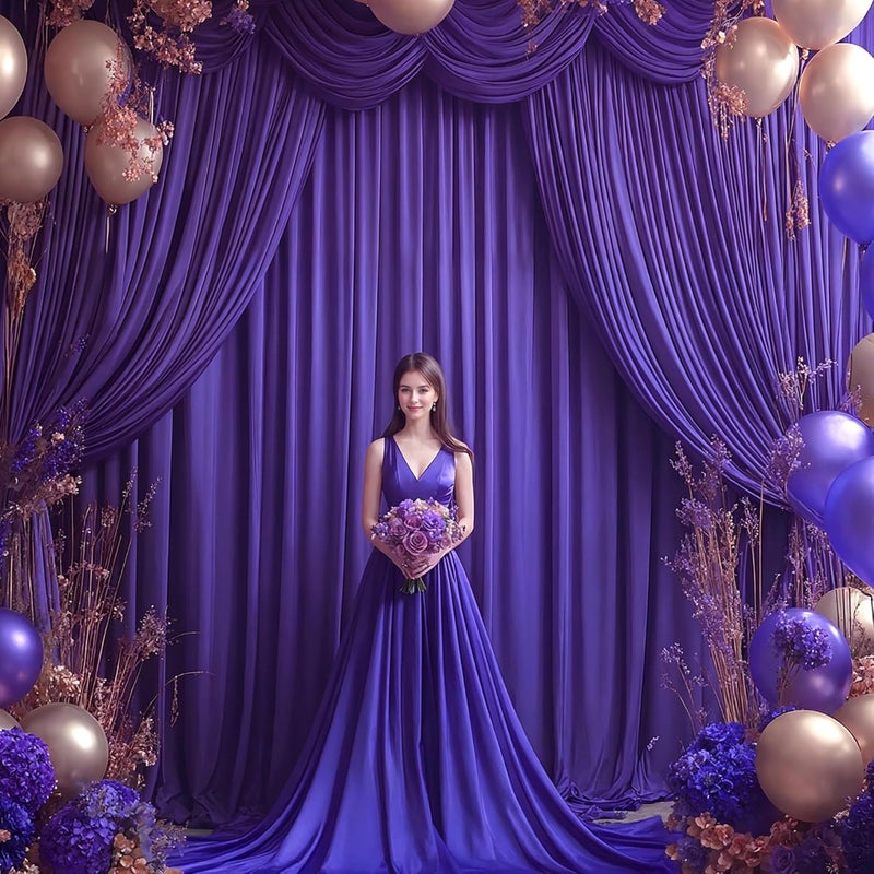 PARTISKY 16x10FT Dark Purple Backdrop Curtains for Wedding Parties, Wrinkle Free Polyester Photography Backdrop Drapes for Baby Shower Birthday Parties Stage Background Stand Decorations 4x10ft,4 Panels - Image 5