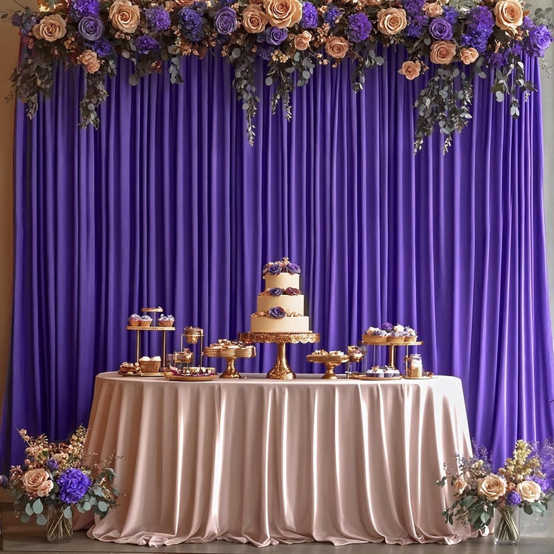 PARTISKY 16x10FT Dark Purple Backdrop Curtains for Wedding Parties, Wrinkle Free Polyester Photography Backdrop Drapes for Baby Shower Birthday Parties Stage Background Stand Decorations 4x10ft,4 Panels - Image 4