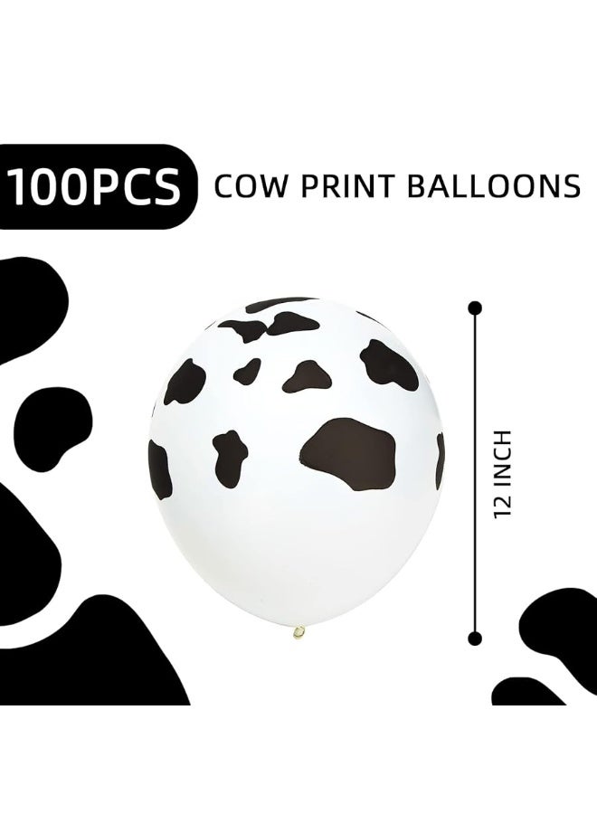 LovesTown 100 PCS Cow Print Balloons, 12 Inch Cow Balloons Latex Balloons for Children Party Cowboy Theme Birthday Party Favor - Image 4