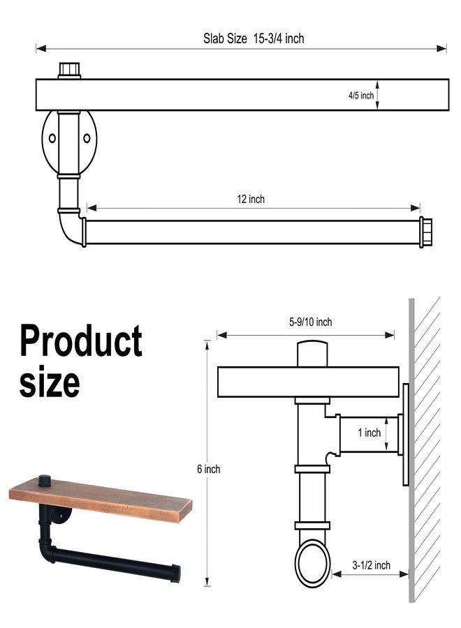 HouseAid Industrial Pipe Paper Towel Holder with Shelf, Rustic Farmhouse Paper Towel Rack for Bathroom, Kitchen, Wall Mounted, Matte Black - Image 5