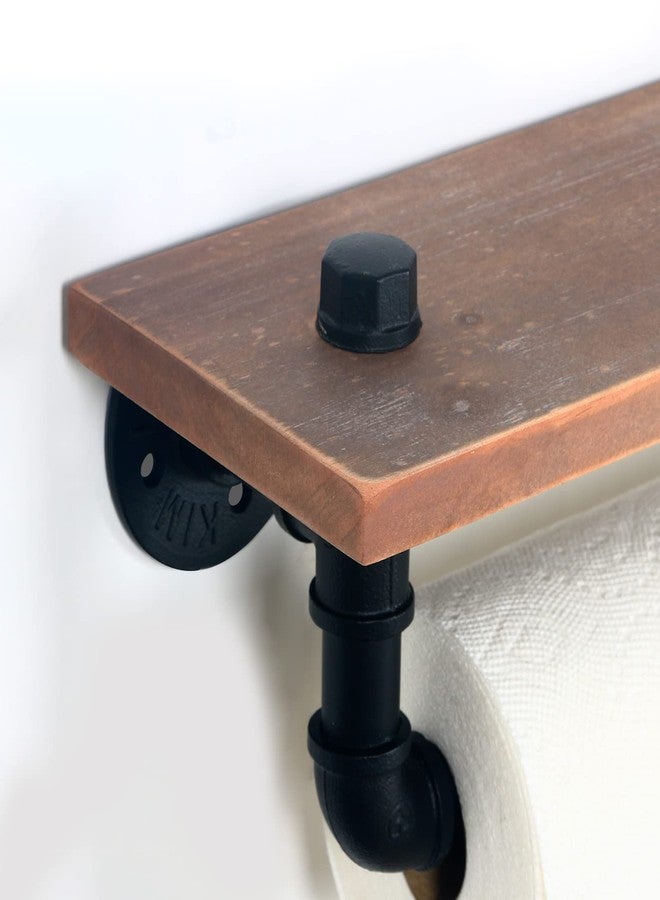 HouseAid Industrial Pipe Paper Towel Holder with Shelf, Rustic Farmhouse Paper Towel Rack for Bathroom, Kitchen, Wall Mounted, Matte Black - Image 3