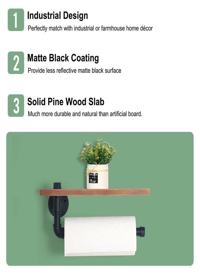HouseAid Industrial Pipe Paper Towel Holder with Shelf, Rustic Farmhouse Paper Towel Rack for Bathroom, Kitchen, Wall Mounted, Matte Black - Image 4