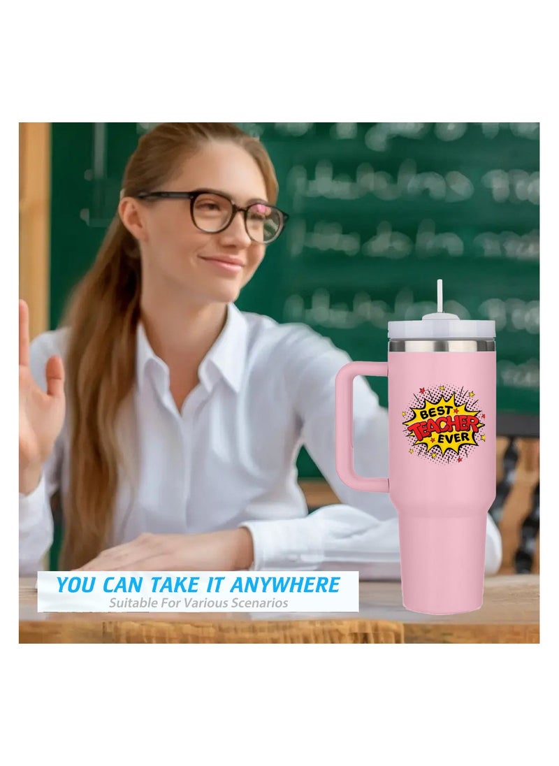 PRINTSHOP4ME - Teachers Day Tumbler Mug 1.2L With Lid&Straw|Double Walled Printed Tumbler Mug|Insulated Reusable Stainless Steel Tumbler Mug|Gift For Teachers - Image 1