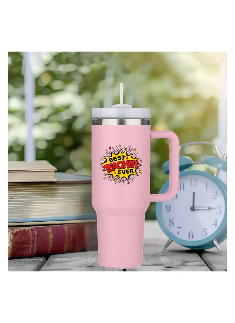 PRINTSHOP4ME - Teachers Day Tumbler Mug 1.2L With Lid&Straw|Double Walled Printed Tumbler Mug|Insulated Reusable Stainless Steel Tumbler Mug|Gift For Teachers - Image 1