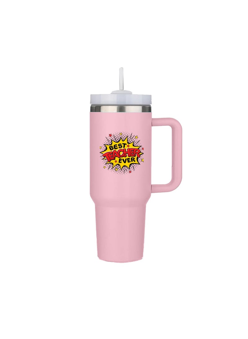PRINTSHOP4ME - Teachers Day Tumbler Mug 1.2L With Lid&Straw|Double Walled Printed Tumbler Mug|Insulated Reusable Stainless Steel Tumbler Mug|Gift For Teachers - Image 1