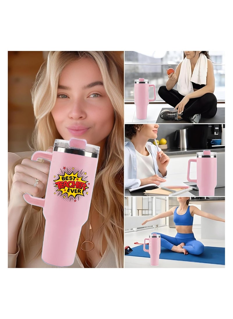 PRINTSHOP4ME - Teachers Day Tumbler Mug 1.2L With Lid&Straw|Double Walled Printed Tumbler Mug|Insulated Reusable Stainless Steel Tumbler Mug|Gift For Teachers - Image 1