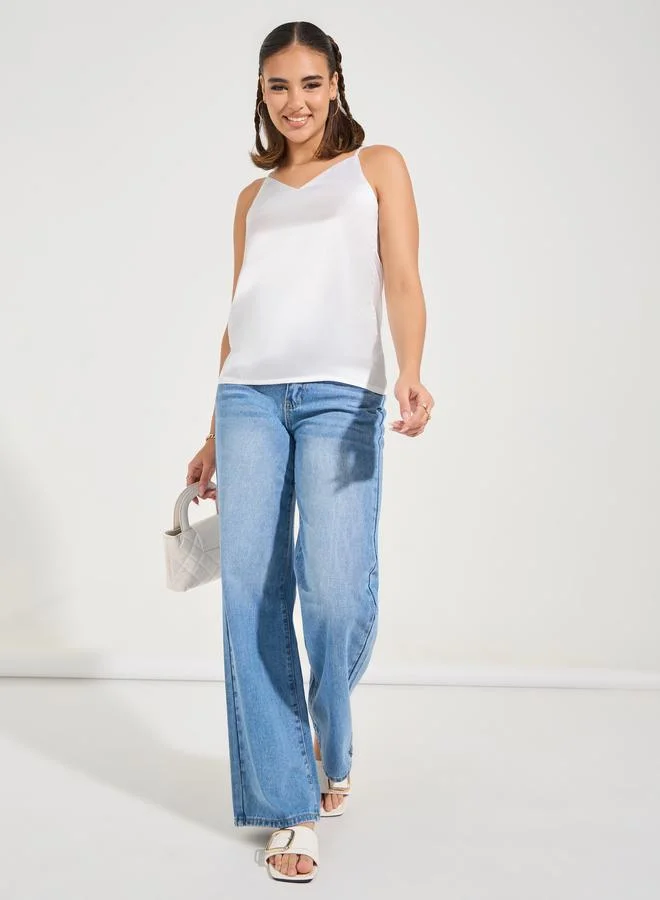 Styli Solid Satin Cami Top