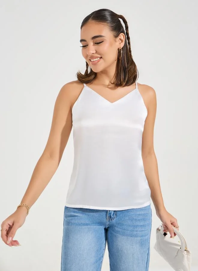 Styli Solid Satin Cami Top