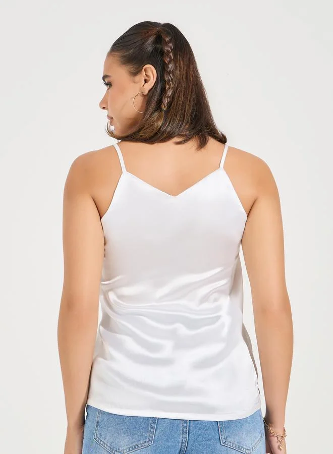 Styli Solid Satin Cami Top