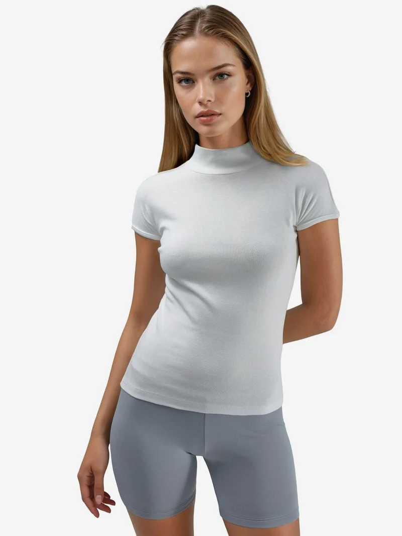 Busem BUSEM Fitted Half Turtleneck Cotton Blouse