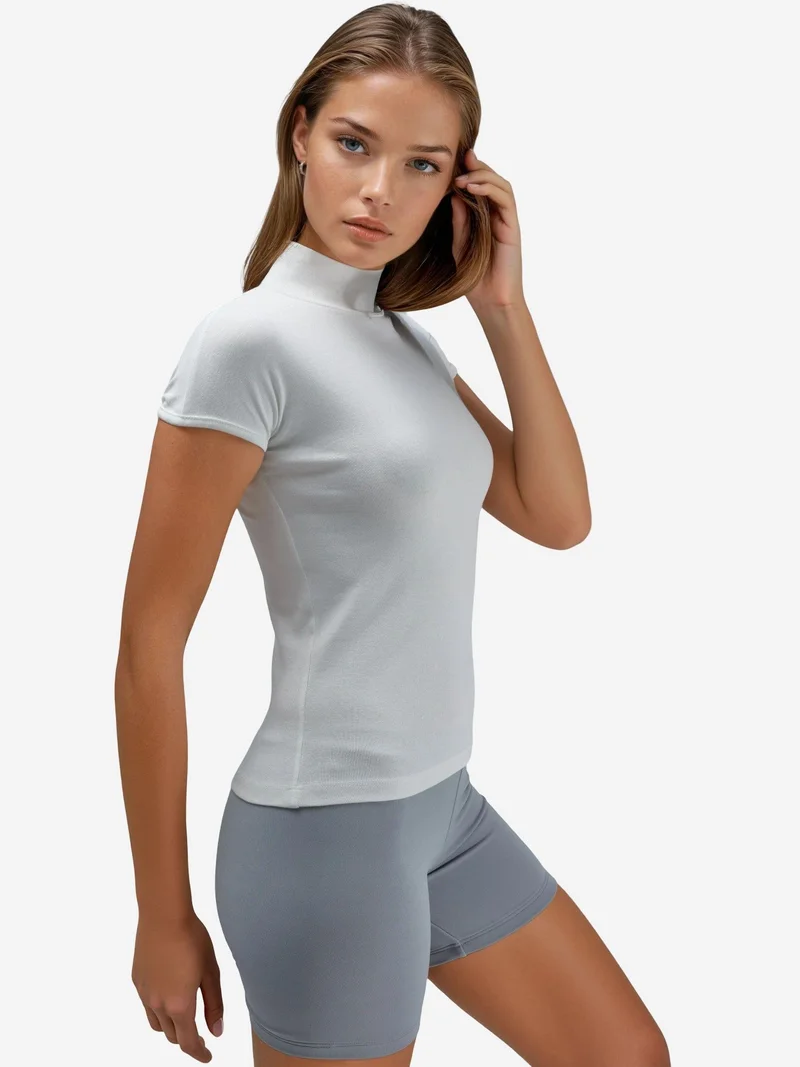 Busem BUSEM Fitted Half Turtleneck Cotton Blouse
