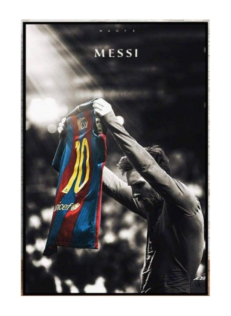 Football Sport Star Lionel Messi Retro Canvas Painting Poster - Image 1