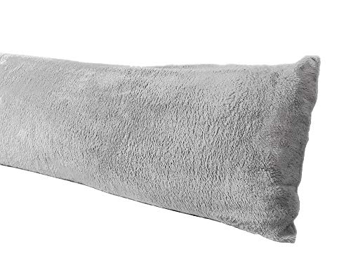 AUCOCU Extra Soft Body Pillow Cover, Sherpa/Microplush Material, 20x54 Inches, Zipper Closure (Gray) - Image 5
