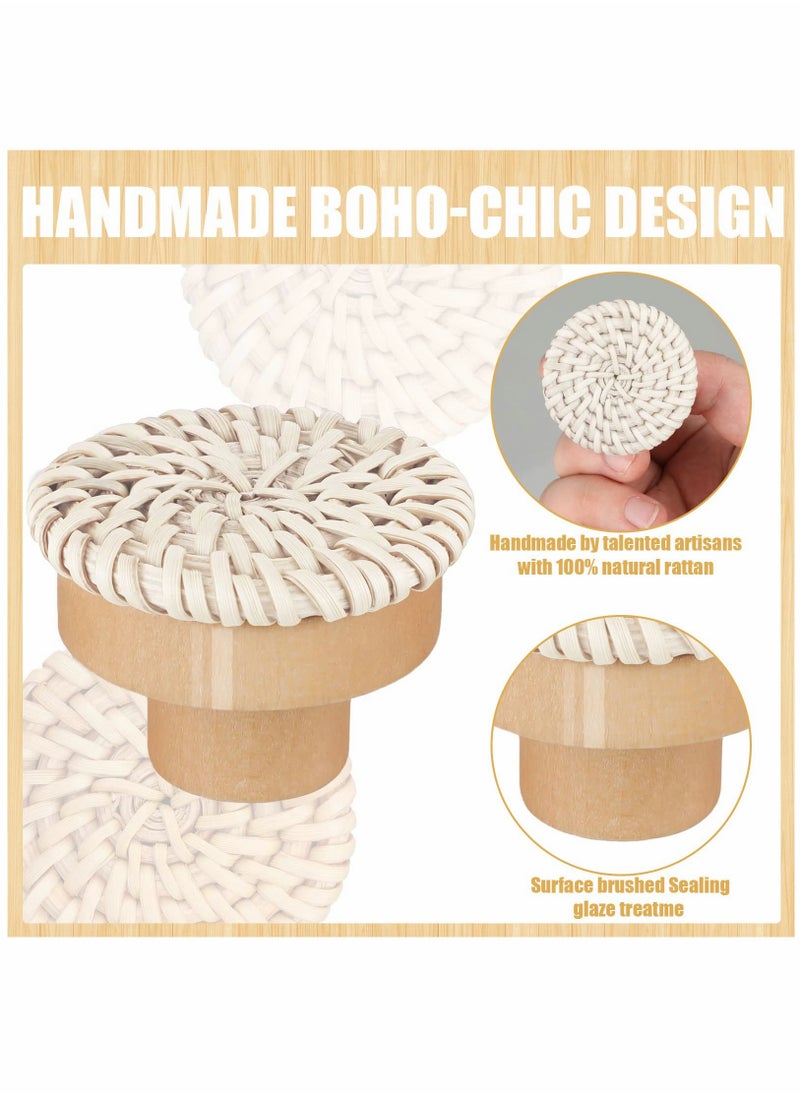Generic - Wooden Drawer Knobs, Rattan Dresser Knobs Round Handmade Wicker Woven and Screws for Boho Furniture Knobs Cabinets Dresser Handles Hardware Pulls Cabinet Knobs (Wood Color (35*30mm)) - Image 1