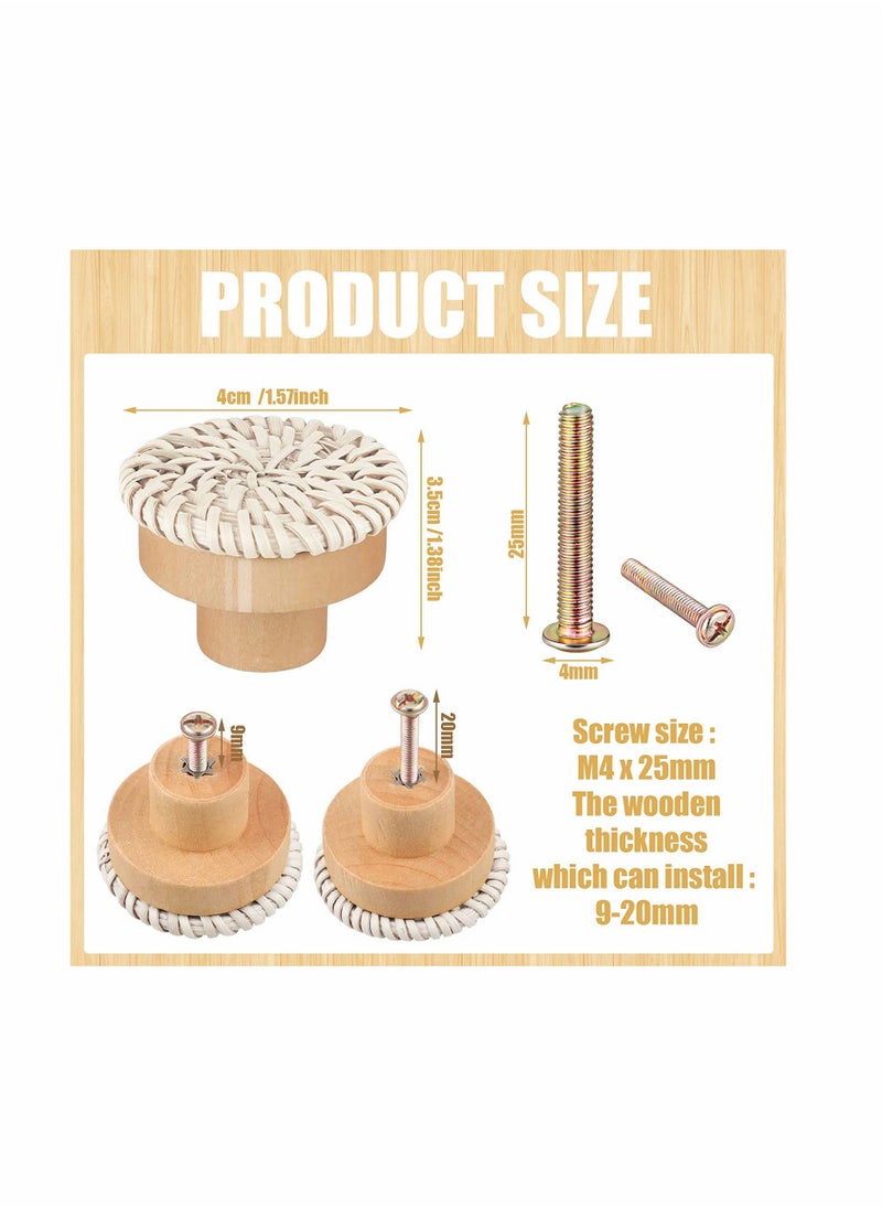 Generic - Wooden Drawer Knobs, Rattan Dresser Knobs Round Handmade Wicker Woven and Screws for Boho Furniture Knobs Cabinets Dresser Handles Hardware Pulls Cabinet Knobs (Wood Color (35*30mm)) - Image 1