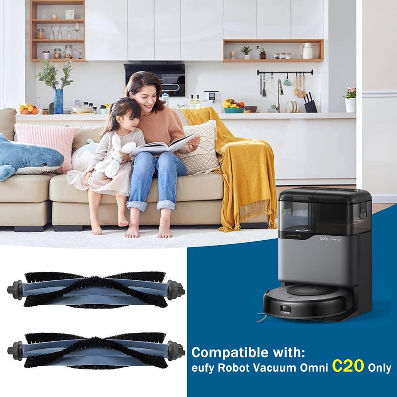 Detetap فرشاة دوارة بديلة لمكنسة Eufy C20 Omni الروبوتية - علبتان من الفرش الدوارة - Image 2