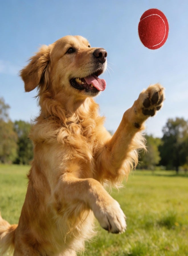 مجموعة كرات التنس HiBallBall المكونة من 4 كرات - كرات تدريب طويلة الأمد للمبتدئين في التنس، كرات تدريب التنس، ألعاب جلب للكلاب (أحمر) - Image 5