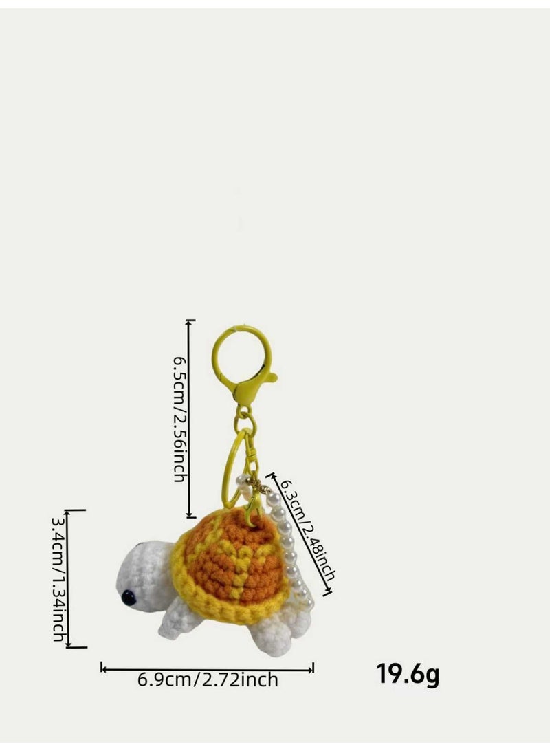 Funny Crochet Turtle Doll, Handmade Emotional Support Knitting Wool Turtle Animal Gift With Detachable Keychain - Image 2
