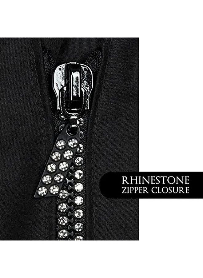 Betty Dain Glitz Rhinestone Zipper Salon Stylist Vest Rhinestone Closure And Iridescent Fabric Vneckline Adjustable Belt Pockets With Zippered Bottoms Water Resistant Lightweight Black M  - Image 5