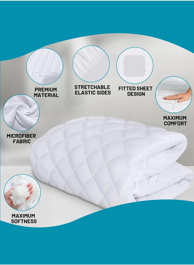 DrSleeep DrSleeep Mattress Pad 100% Viscose Derived from Bamboo Fabric Fill and Cover, 250 gsm, Super King White  - Image 1