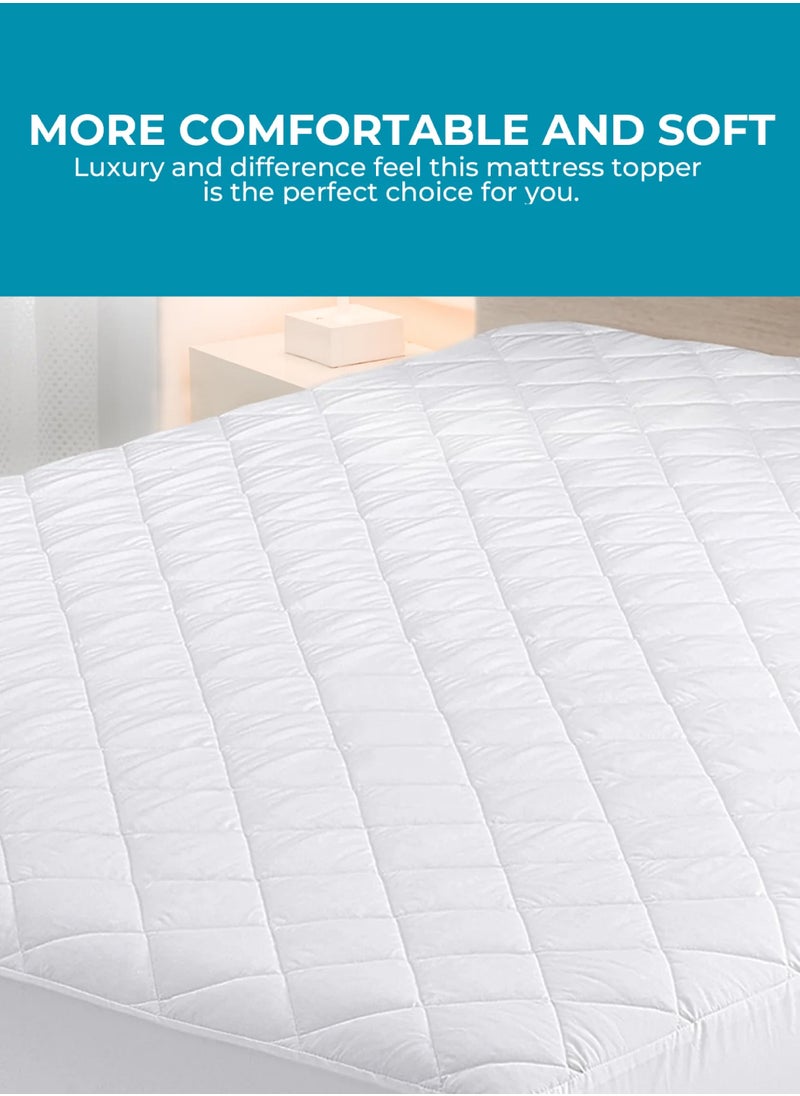 DrSleeep DrSleeep Mattress Pad 100% Viscose Derived from Bamboo Fabric Fill and Cover, 250 gsm, Super King White  - Image 3