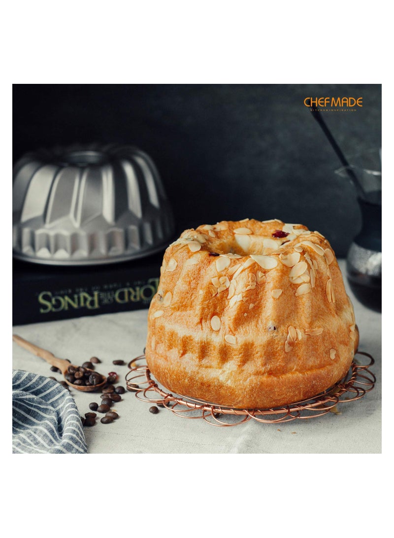 chefmade Tube Cake Pan 6.5 Inch Non Stick Vortex Shaped Tube Pan Kugelhopf Mold - Image 4