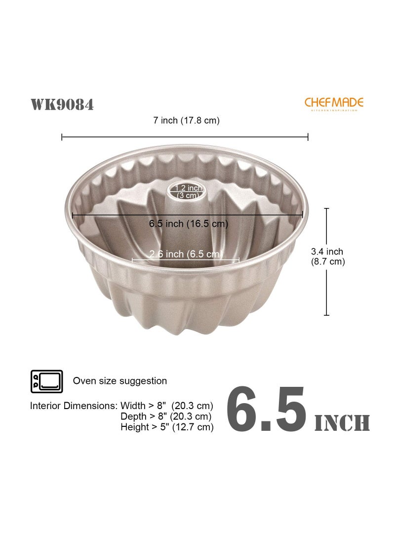 chefmade Tube Cake Pan 6.5 Inch Non Stick Vortex Shaped Tube Pan Kugelhopf Mold - Image 2