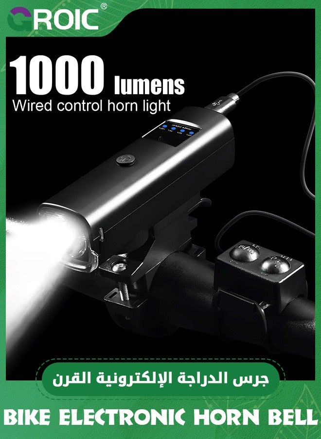 GROIC 2000 mAh Bicycle Horn Light, 4-level Power Display, Intelligent Light Sensing Outdoor Cycling High Pitched Charging Front Light Charged Display Bike Horn Light Bicycle Lights Bicycle Accessories - Image 3