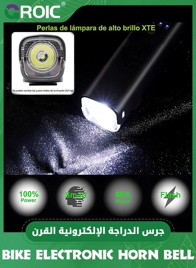 GROIC 2000 mAh Bicycle Horn Light, 4-level Power Display, Intelligent Light Sensing Outdoor Cycling High Pitched Charging Front Light Charged Display Bike Horn Light Bicycle Lights Bicycle Accessories - Image 4